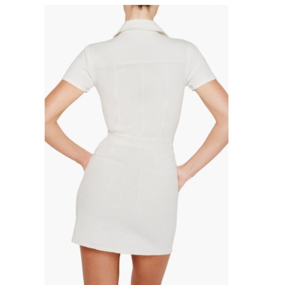 Good American White Utility Dress XS Short Sleeve Zip Front Pockets - Picture 3 of 13